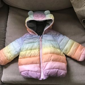 Baby gap rainbow down coat for baby girl